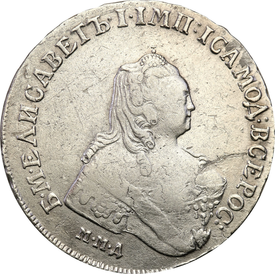 Rosja, Elżbieta. Rubel 1754 ММД-МБ, Moskwa